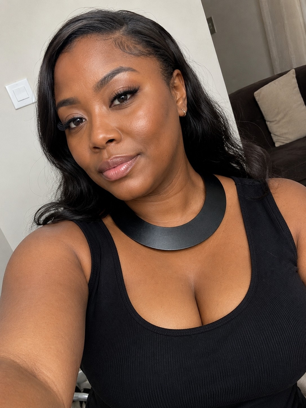 Minimal Matte Black Statement Collar Necklace